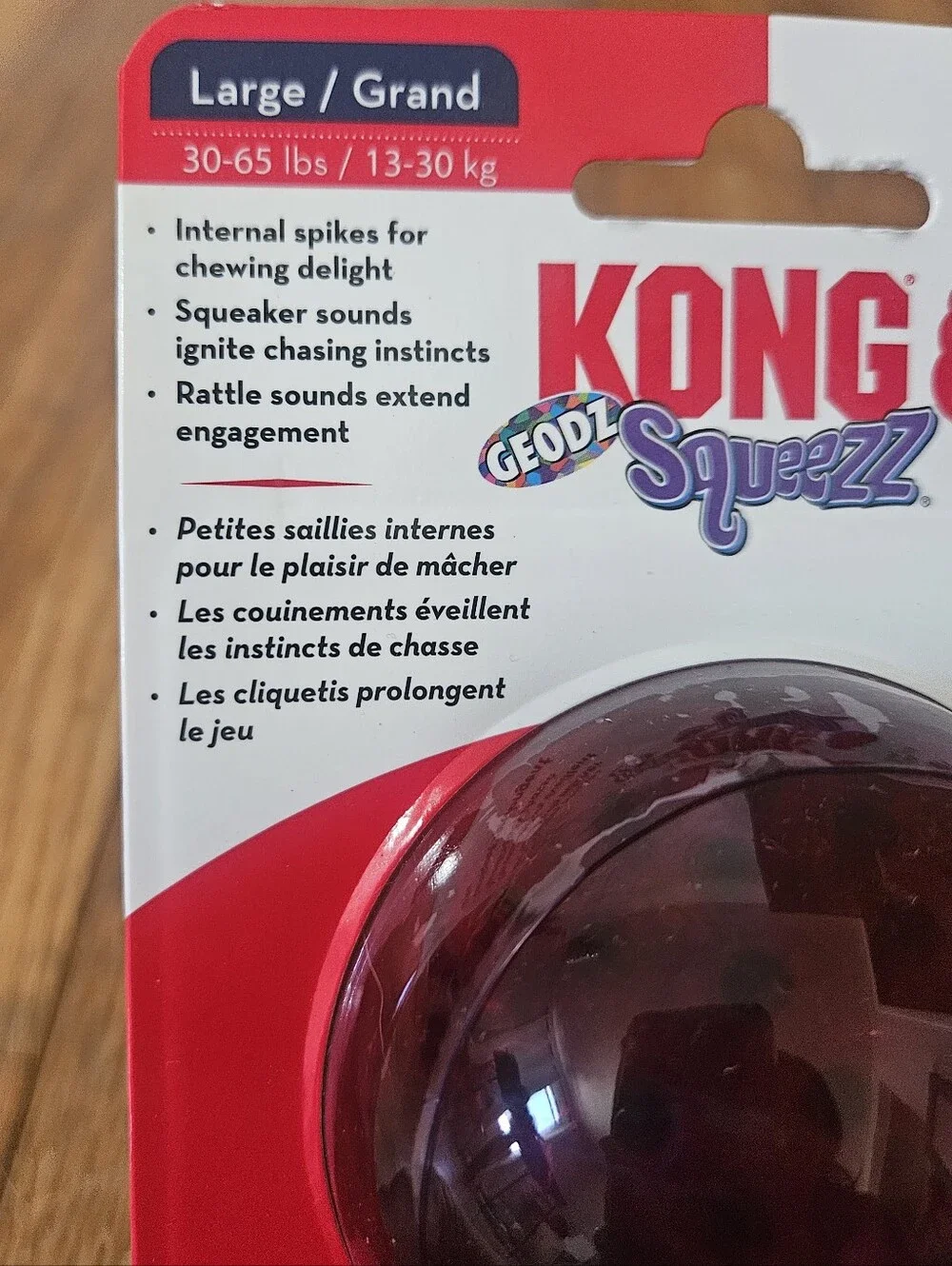 NIB Set Of 2 Balls KONG Geodz Squeezz Balls Dog Toy Duo Size Large Squeaks